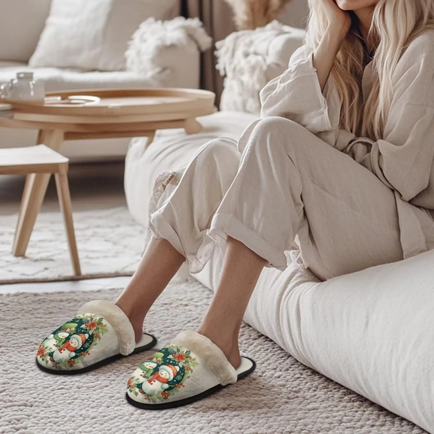 Flashideas House Slippers for Woman Fuzzy Keep Warm for Winter Indoor Soft Cushion Non-slip Fluffy Slides Slippers