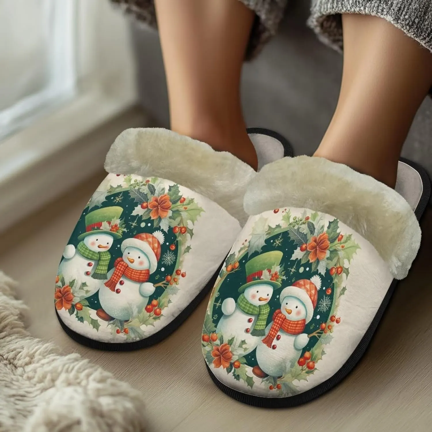 Flashideas House Slippers for Woman Fuzzy Keep Warm for Winter Indoor Soft Cushion Non-slip Fluffy Slides Slippers