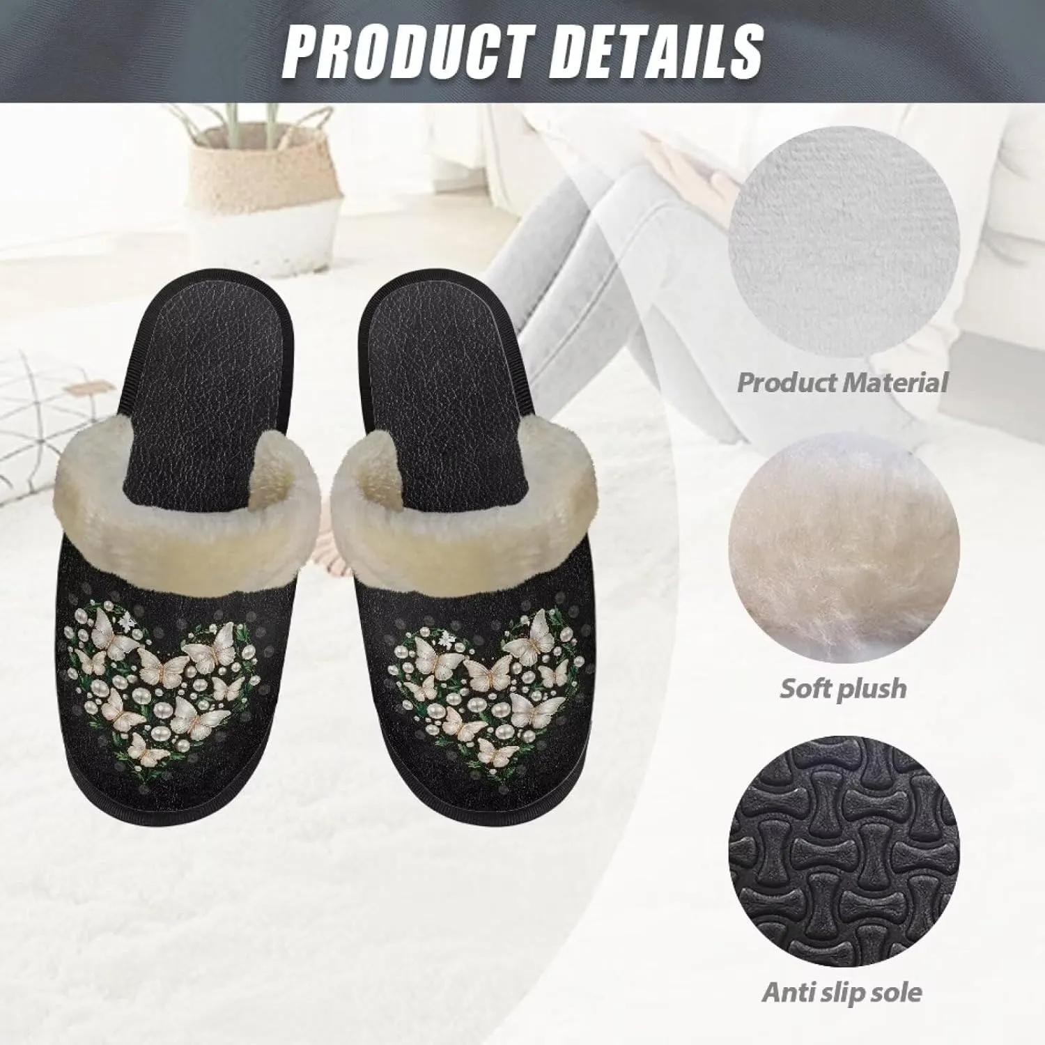 Flashideas Slippers for Women Retro Soft Fuzzy Slippers Couple Casual Fluffy Slippers for Indoor and Outdoor