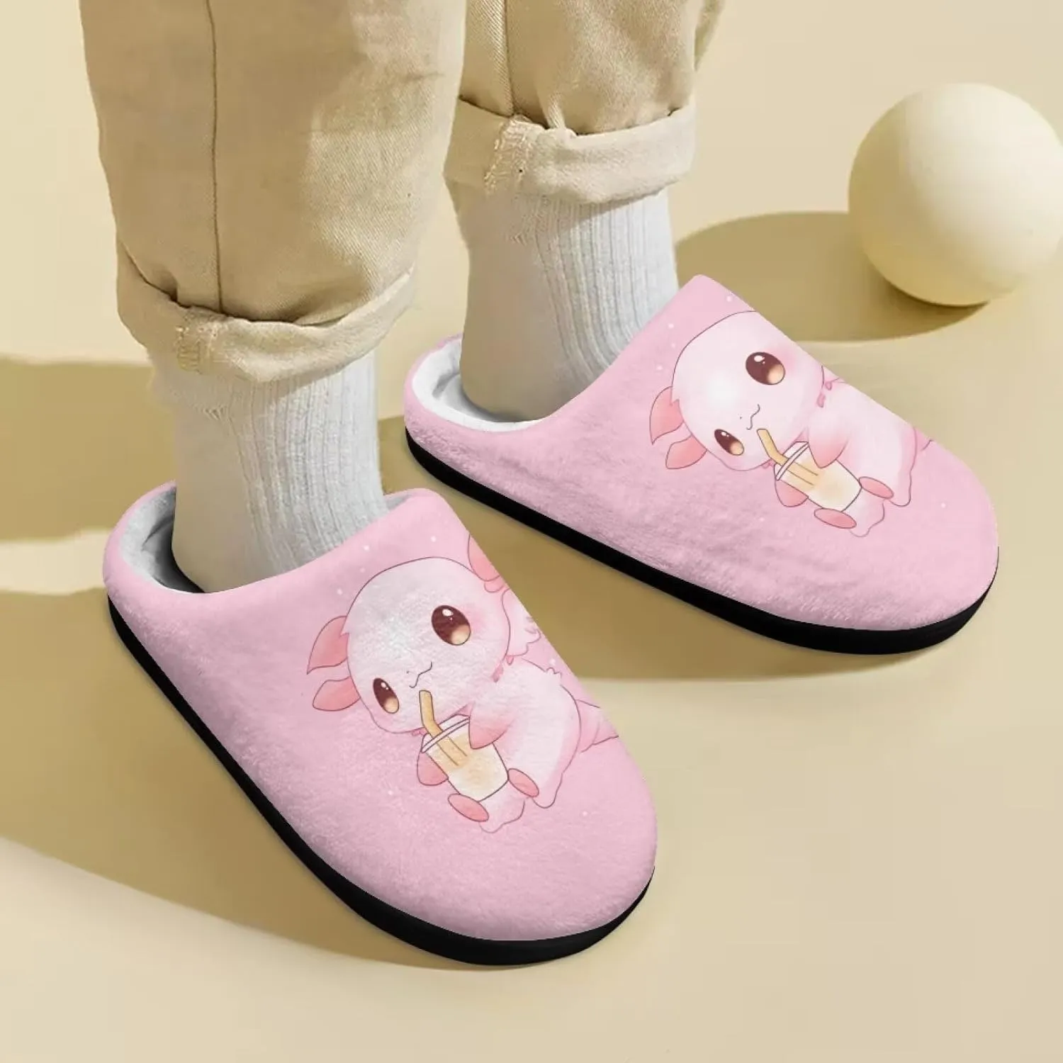 Flashideas Toddler Slippers Kids Fur Lined Warm Slip On Home Slippers Soft Plush Slippers