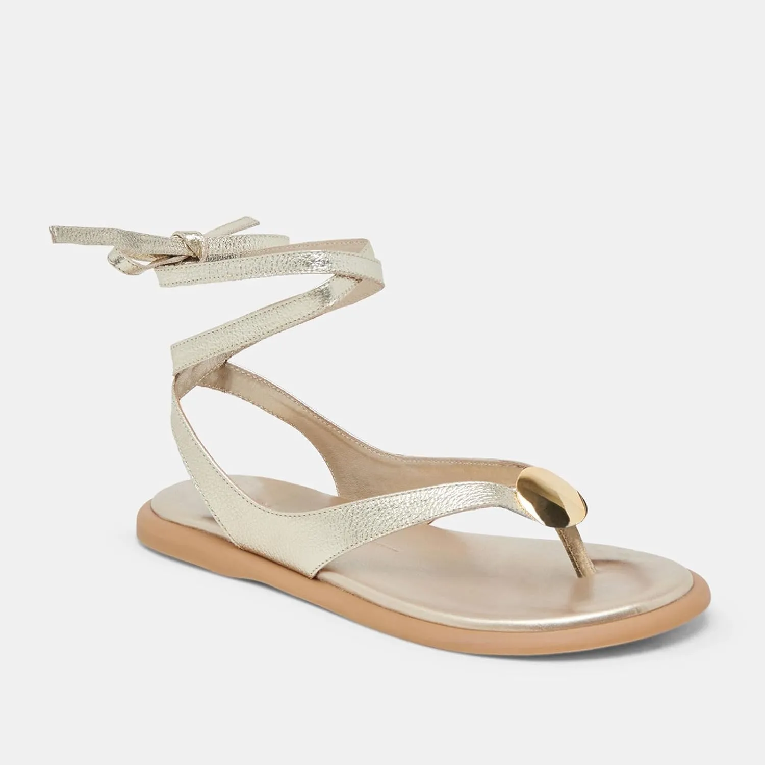 Flat Sandals for Women Strappy Sandals Comfortable Dressy Beach Flip Flop Slides Thong Sandals for Women with Metal Circular