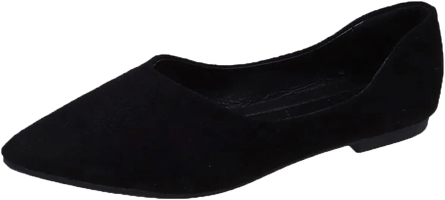 Flats for Women Pointed Toe Slip On Shoes Comfortable Flat Shoes Suede Ballet Flats Dress Shoe