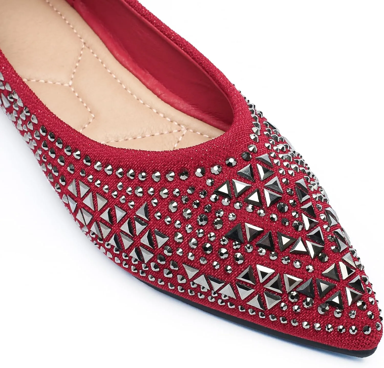 Flats Shoes Women Rhinestone Pointed Head Flats Comfortable Soft Memory Foam Insole Flat Shoes