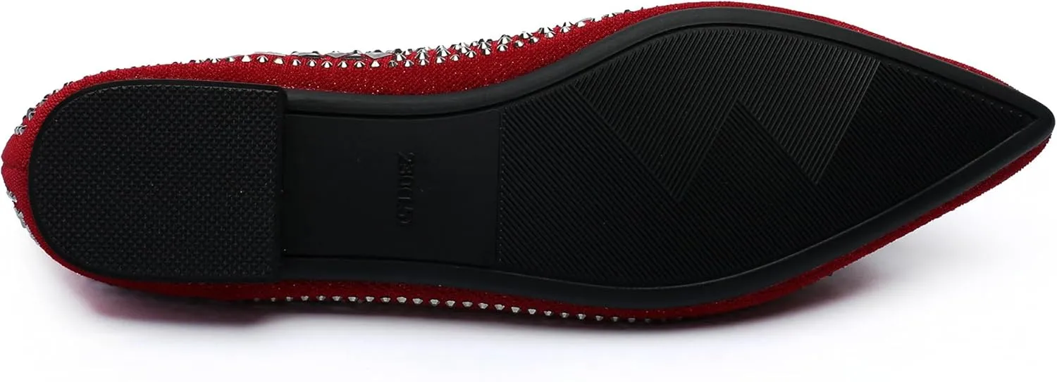Flats Shoes Women Rhinestone Pointed Head Flats Comfortable Soft Memory Foam Insole Flat Shoes