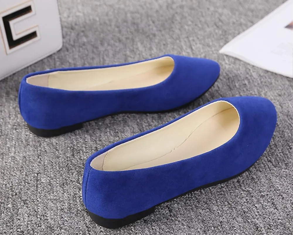 Flats Women's Shoes Pointed Toe Faux Suede Flat Walking Shoes Ladies Casual Flats Comfortable Soft-Soled Slip On Loafers Low Heels Ballet Flats Classic Dressy Shoes Office Work Party