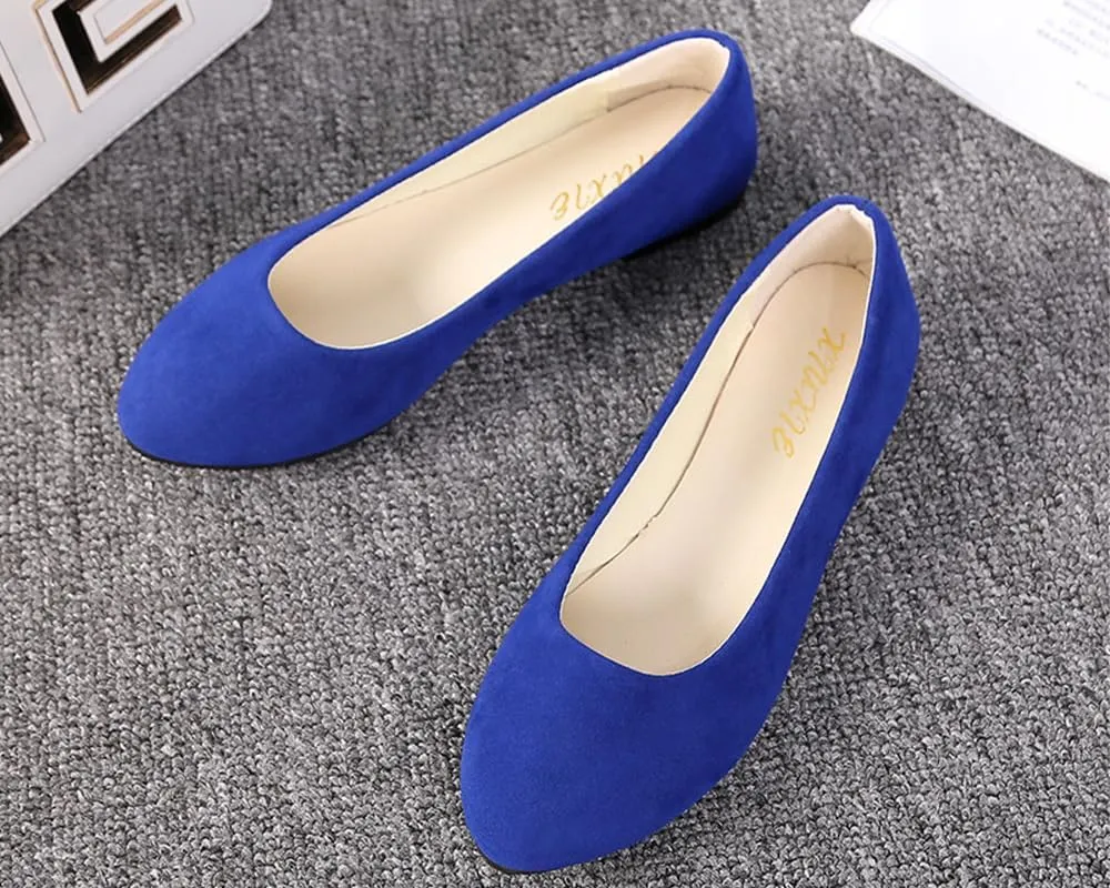 Flats Women's Shoes Pointed Toe Faux Suede Flat Walking Shoes Ladies Casual Flats Comfortable Soft-Soled Slip On Loafers Low Heels Ballet Flats Classic Dressy Shoes Office Work Party