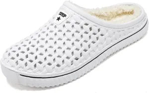 FLIOZY Mens Womens Warm Lined Clog Breathable Mesh House Slippers Winter Slip On Walking Garden Shoes