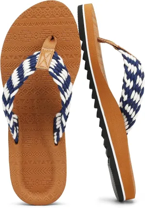 Flip Flops for Women Sandals for Woman with Arch Support Braided Beach Yoga Mat Comfortable Lightweight Outdoor Indoor