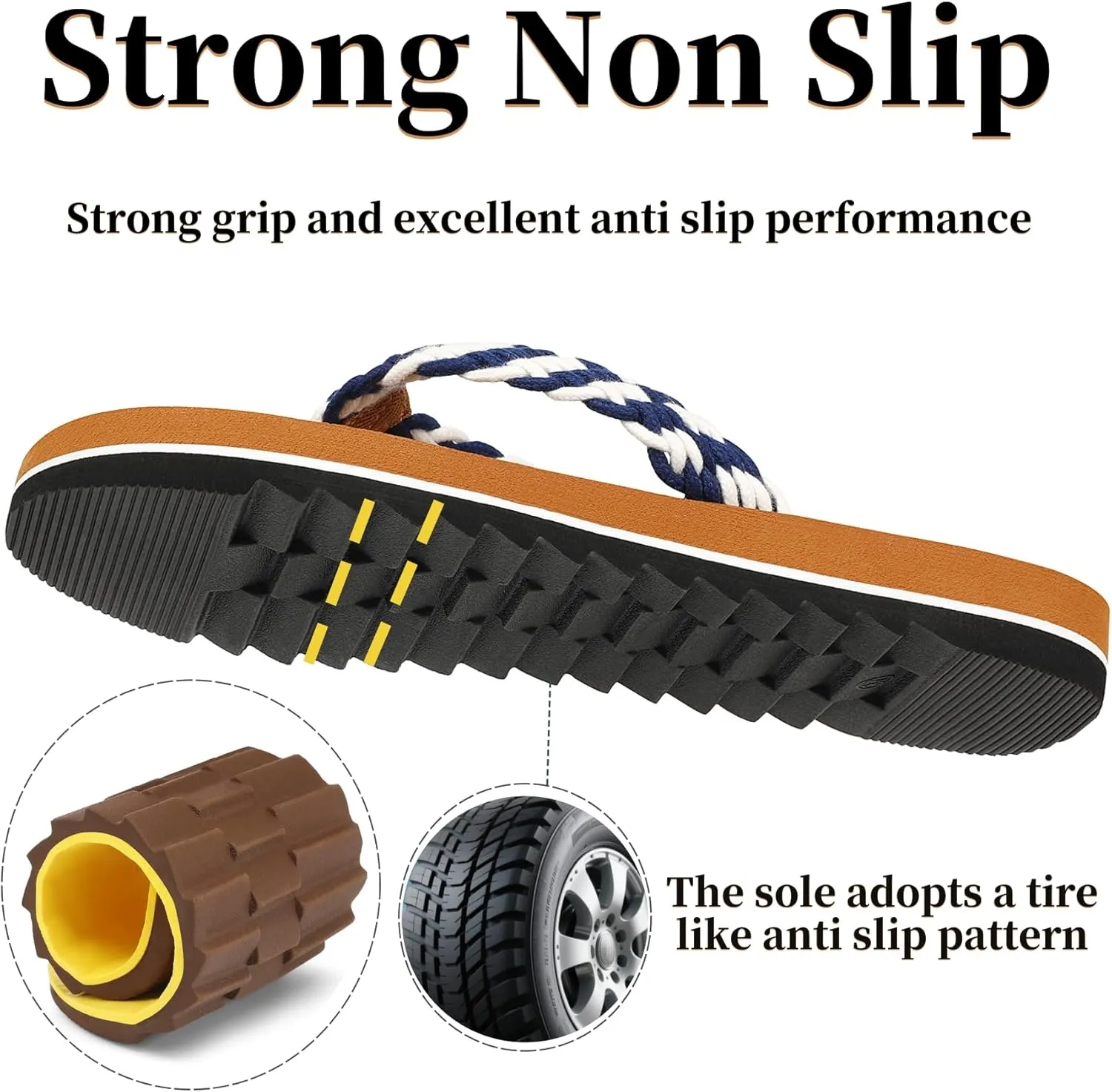 Flip Flops for Women Sandals for Woman with Arch Support Braided Beach Yoga Mat Comfortable Lightweight Outdoor Indoor