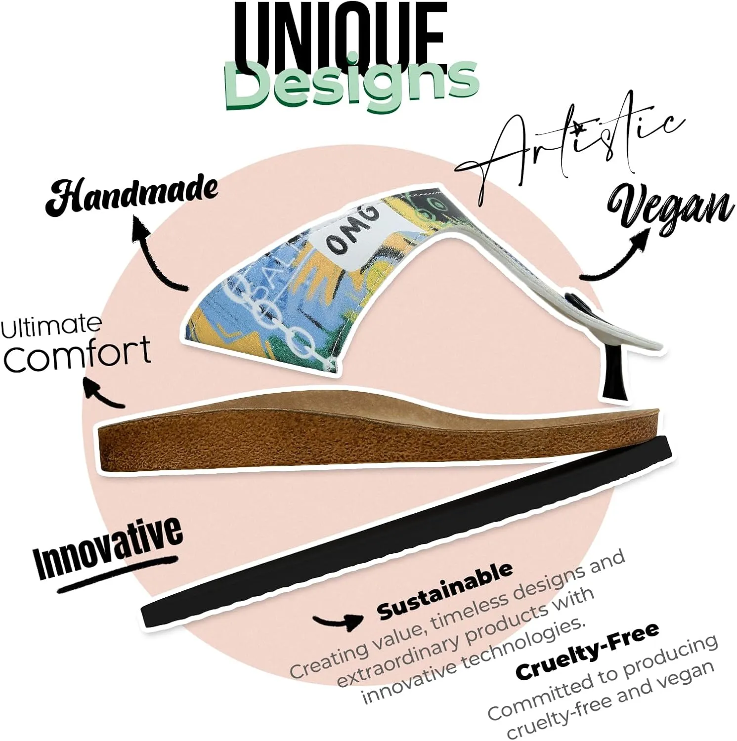 Flip Flops for Women - Vegan Leather and Handmade Thong Sandals for Women