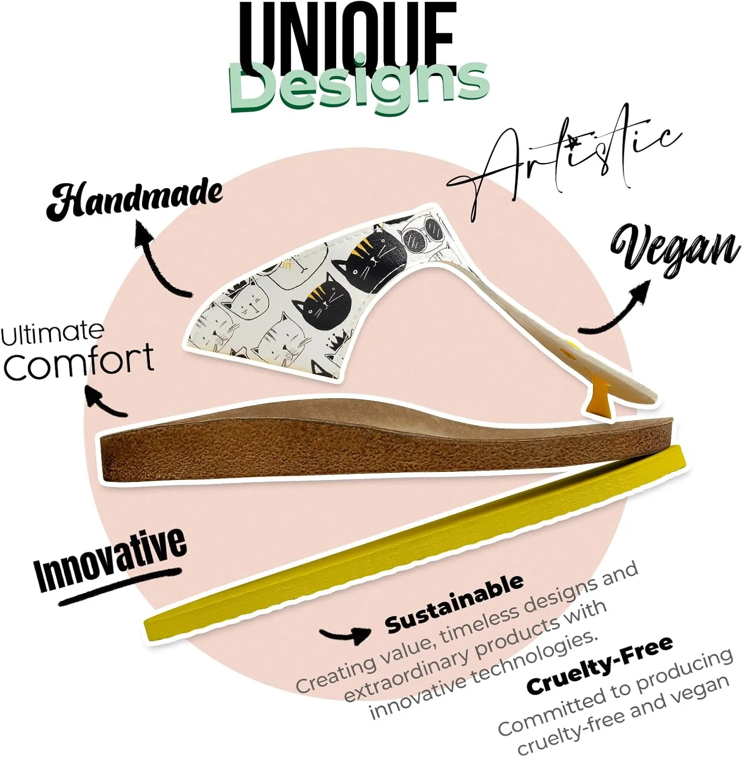 Flip Flops for Women - Vegan Leather and Handmade Thong Sandals for Women
