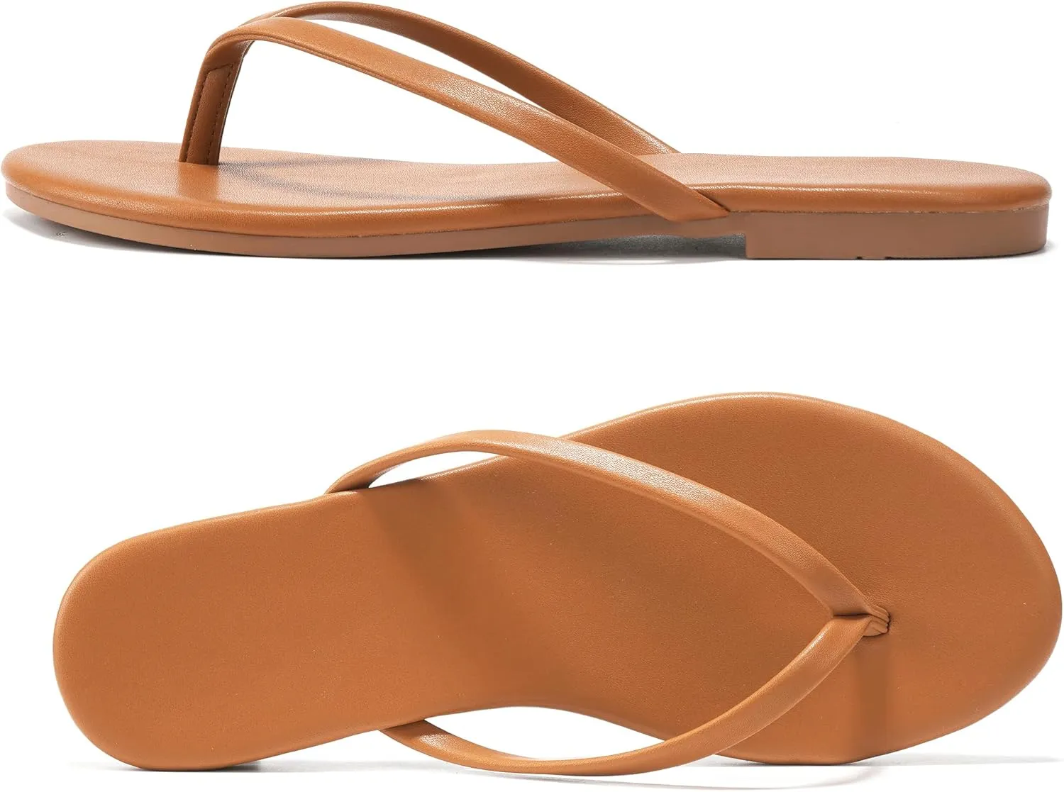 Flip Flops Sandals for Women, Summer Fashion Leather Slippers, Lightweight Comfortable Beach Sandals Slip On Flat Dressy Size 6-10