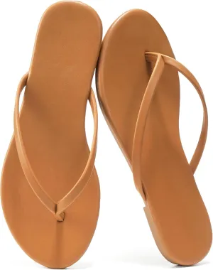 Flip Flops Sandals for Women, Summer Fashion Leather Slippers, Lightweight Comfortable Beach Sandals Slip On Flat Dressy Size 6-10