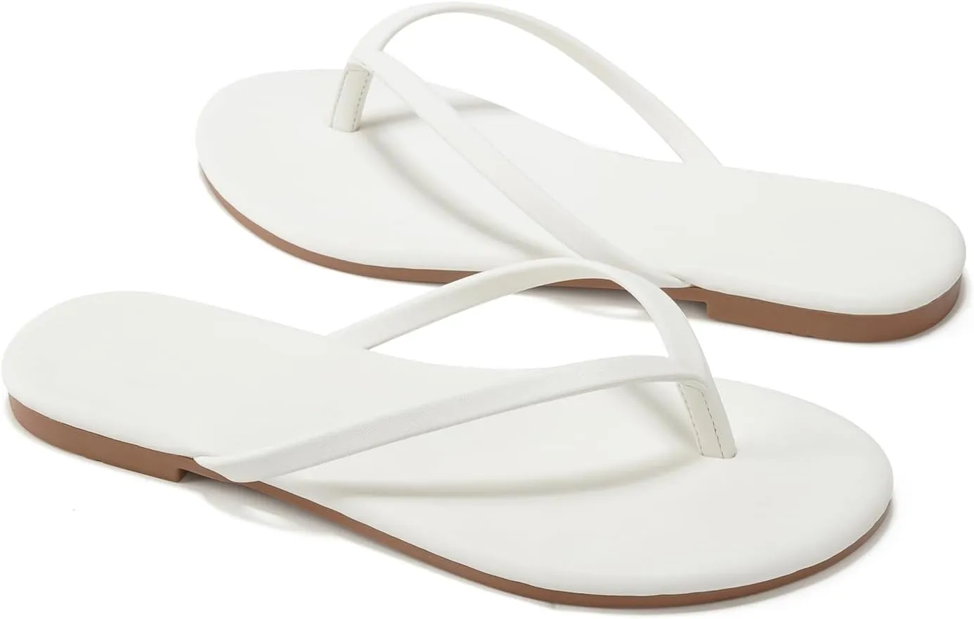 Flip Flops Sandals for Women, Summer Fashion Leather Slippers, Lightweight Comfortable Beach Sandals Slip On Flat Dressy Size 6-10