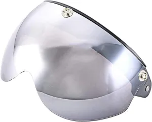 Flip Up Shield Helmet Visor for 3-Snap Motorcycle Half Open Face Helmets (Chrome Mirror)