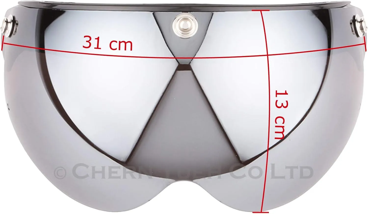 Flip Up Shield Helmet Visor for 3-Snap Motorcycle Half Open Face Helmets (Chrome Mirror)