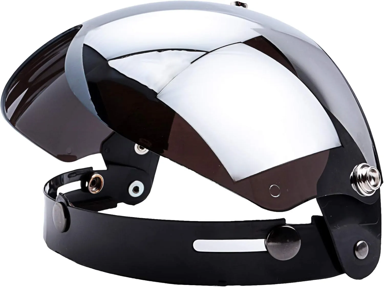 Flip Up Shield Helmet Visor for 3-Snap Motorcycle Half Open Face Helmets (Chrome Mirror)