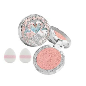 Flower Knows Swan Ballet Embossed Blush & Powder Puffs Set,Matte Finish,Buildable & Blendable Makeup Blush for Cheeks,Soft & Long-lasting for Girls & Women(05 Dreamy Season,5g)