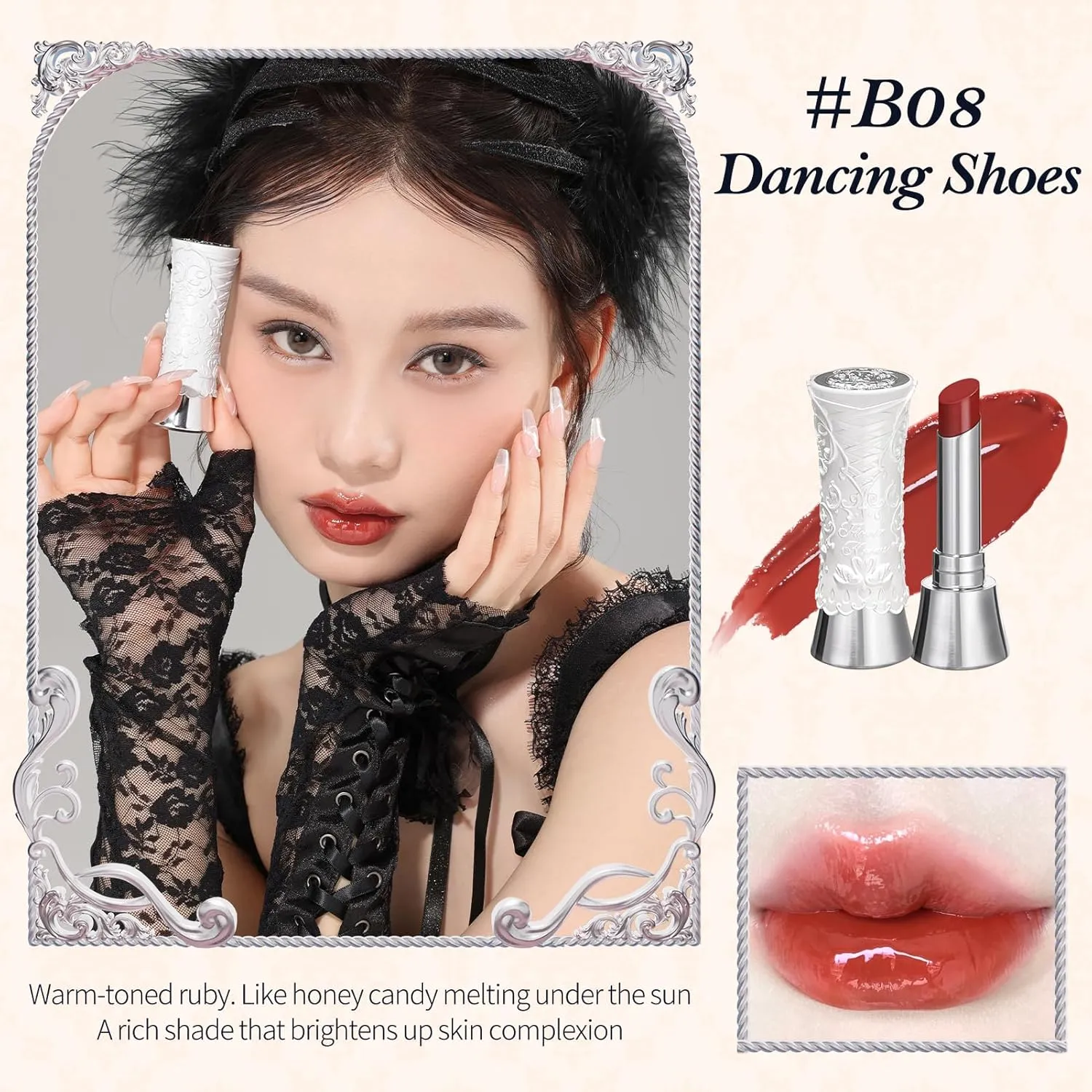 Flower Knows Swan Ballet Shine Solid Lip Gloss Stick-Moisturizing Tinted Lip Balm-Hydrating Lip Gloss in Balm-Long Lasting Lip Makeup for Girls&Women,Vegan & Cruelty-Free(B08 Dancing Shoes)