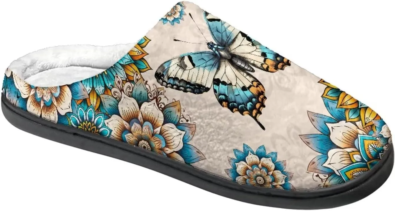 Fluffy Slippers, Slip On Scuff Slippers with Non-Slip Rubber Sole, Soft Comfy Bedroom Slippers