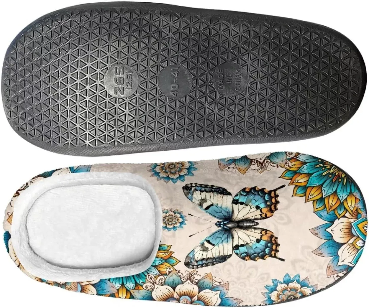 Fluffy Slippers, Slip On Scuff Slippers with Non-Slip Rubber Sole, Soft Comfy Bedroom Slippers