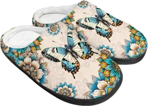 Fluffy Slippers, Slip On Scuff Slippers with Non-Slip Rubber Sole, Soft Comfy Bedroom Slippers