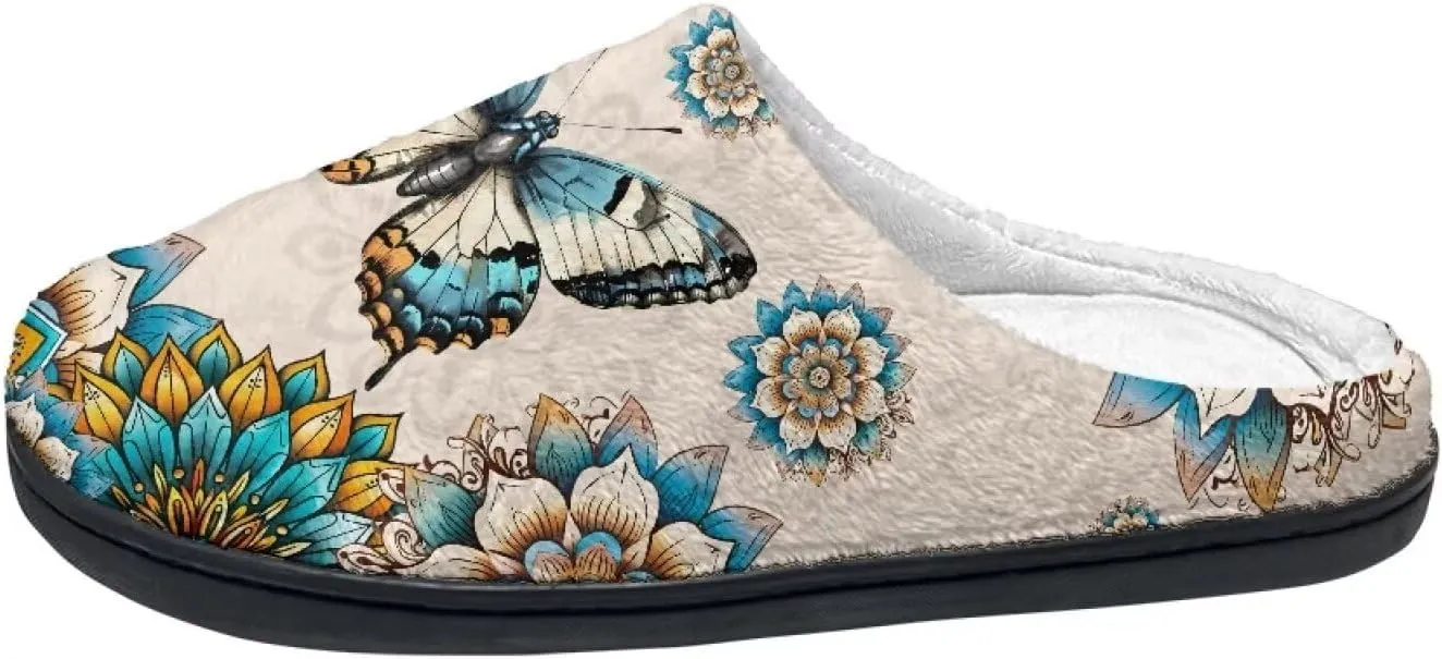 Fluffy Slippers, Slip On Scuff Slippers with Non-Slip Rubber Sole, Soft Comfy Bedroom Slippers
