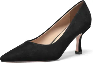 FOGEENA Womens Suede Pointed Toe Dress Slip On Wedding Stiletto High Heel Pumps Shoes 2.5 Inch