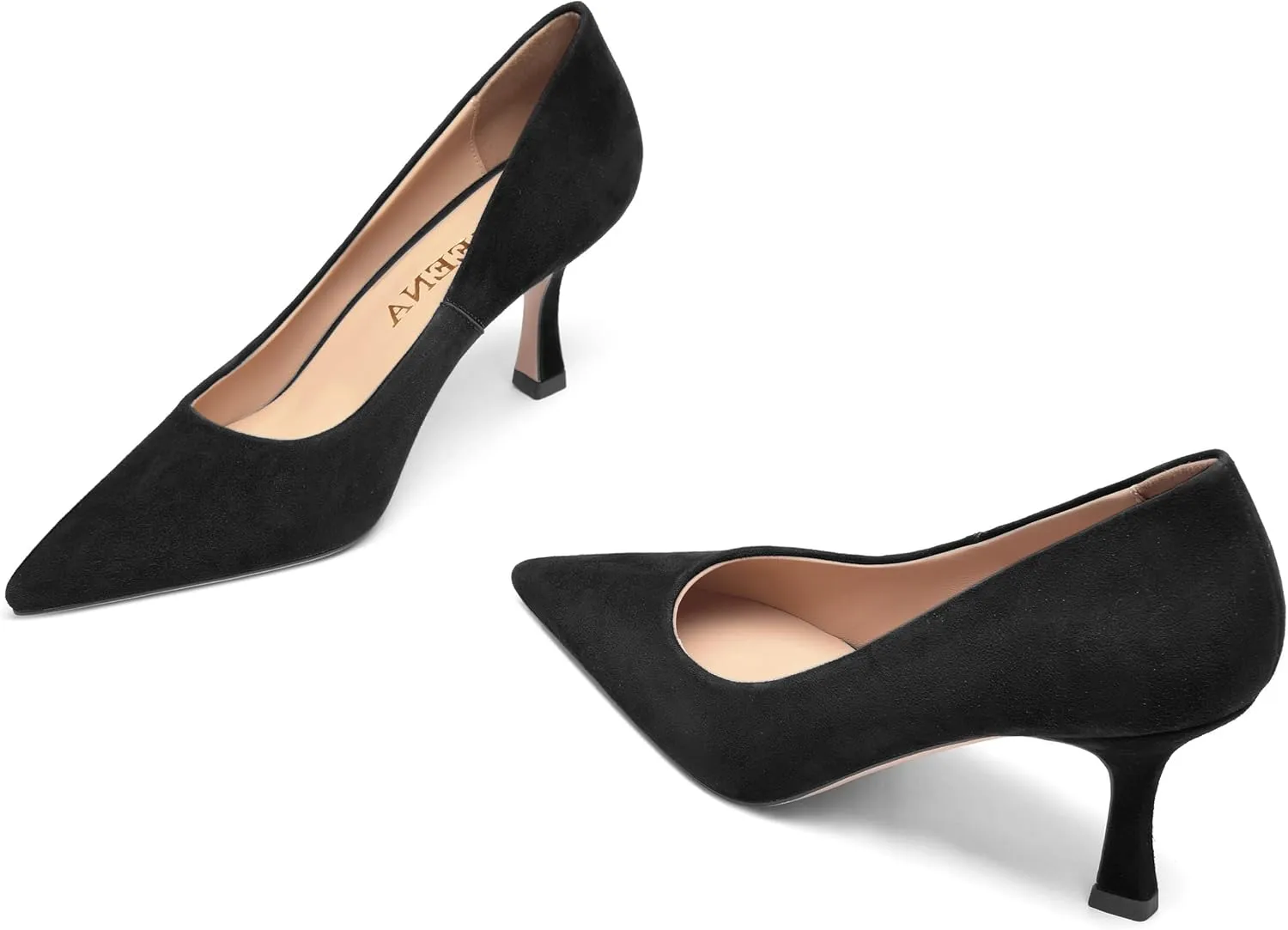 FOGEENA Womens Suede Pointed Toe Dress Slip On Wedding Stiletto High Heel Pumps Shoes 2.5 Inch