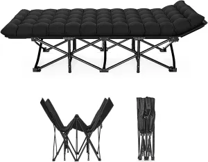 Folding Camping Cot, Heavy Duty Sleeping Cots with Carry Bag, Outdoor Portable Folding Lounge Chair Sleeping Cots Bed, Double Layer Oxford Portable Travel Camp Cots for Camping, Beach, Office Nap (
