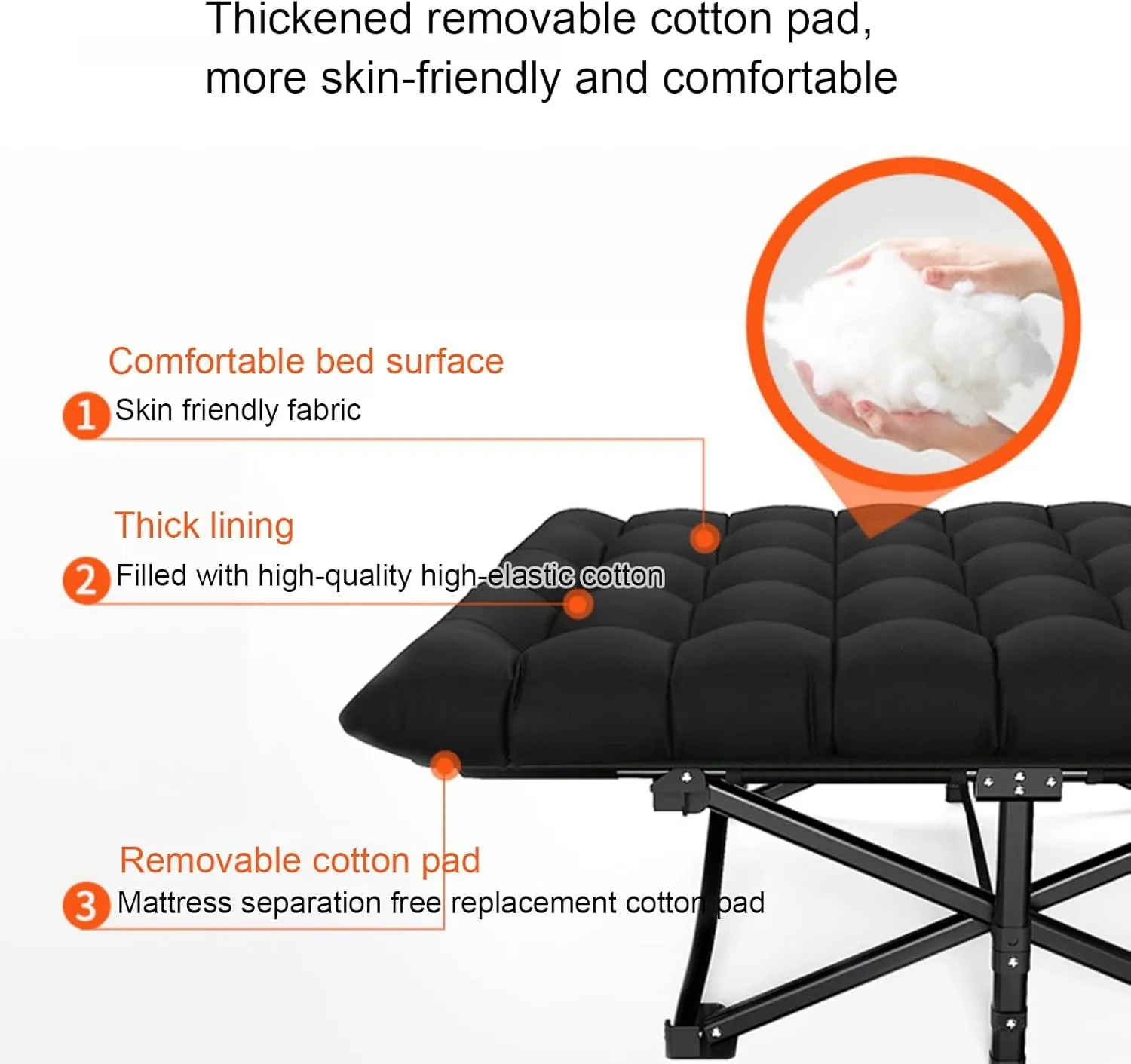 Folding Camping Cot, Heavy Duty Sleeping Cots with Carry Bag, Outdoor Portable Folding Lounge Chair Sleeping Cots Bed, Double Layer Oxford Portable Travel Camp Cots for Camping, Beach, Office Nap (
