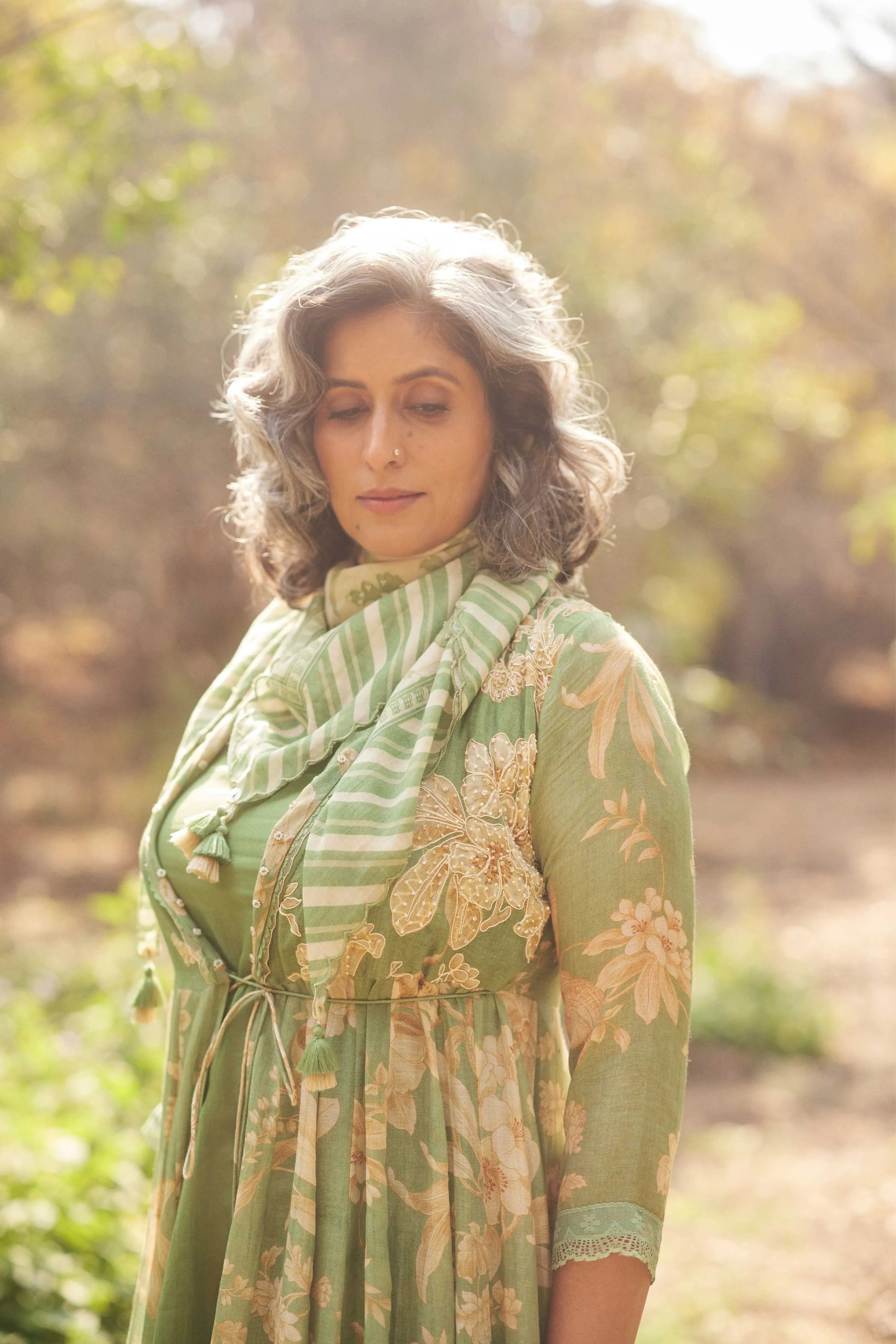 Forest Green Dress With Scarf