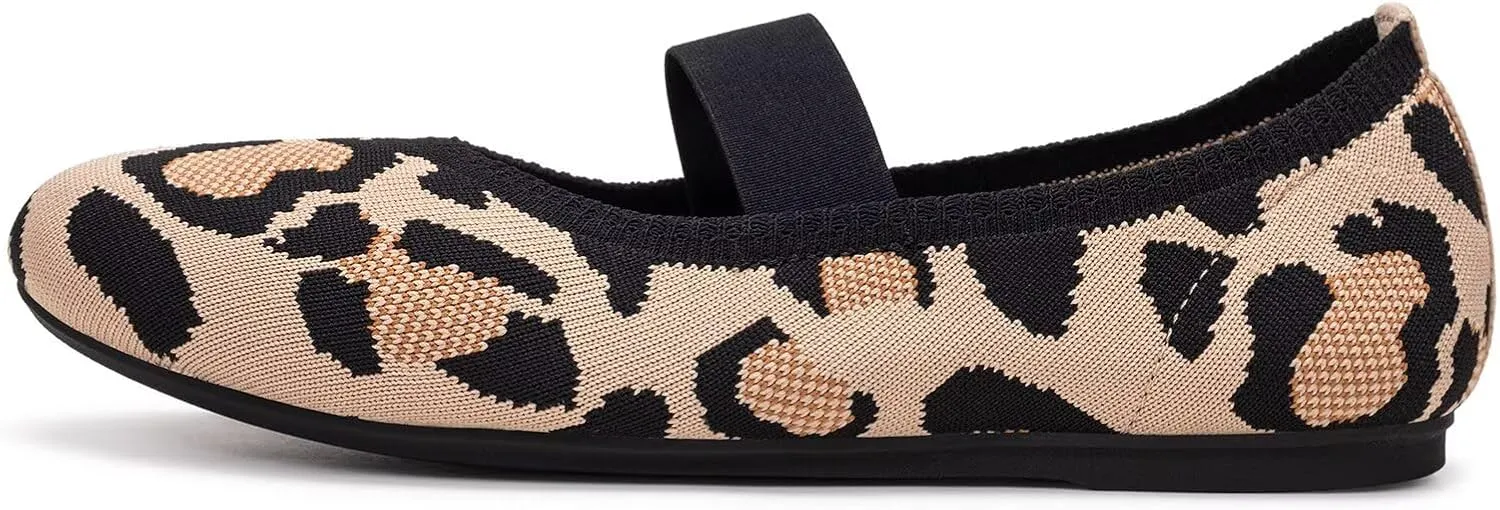 Frank Mully Womens Ballet Flats Casual Round Toe Knit Fabric Flats for Women with Single Strap Ballerina Flat Shoes Lightweight Dressy Shoes for Woman