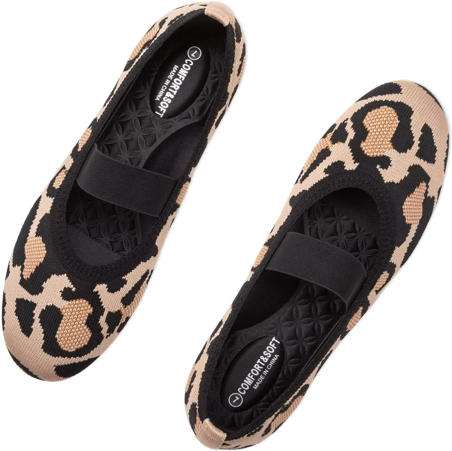 Frank Mully Womens Ballet Flats Casual Round Toe Knit Fabric Flats for Women with Single Strap Ballerina Flat Shoes Lightweight Dressy Shoes for Woman