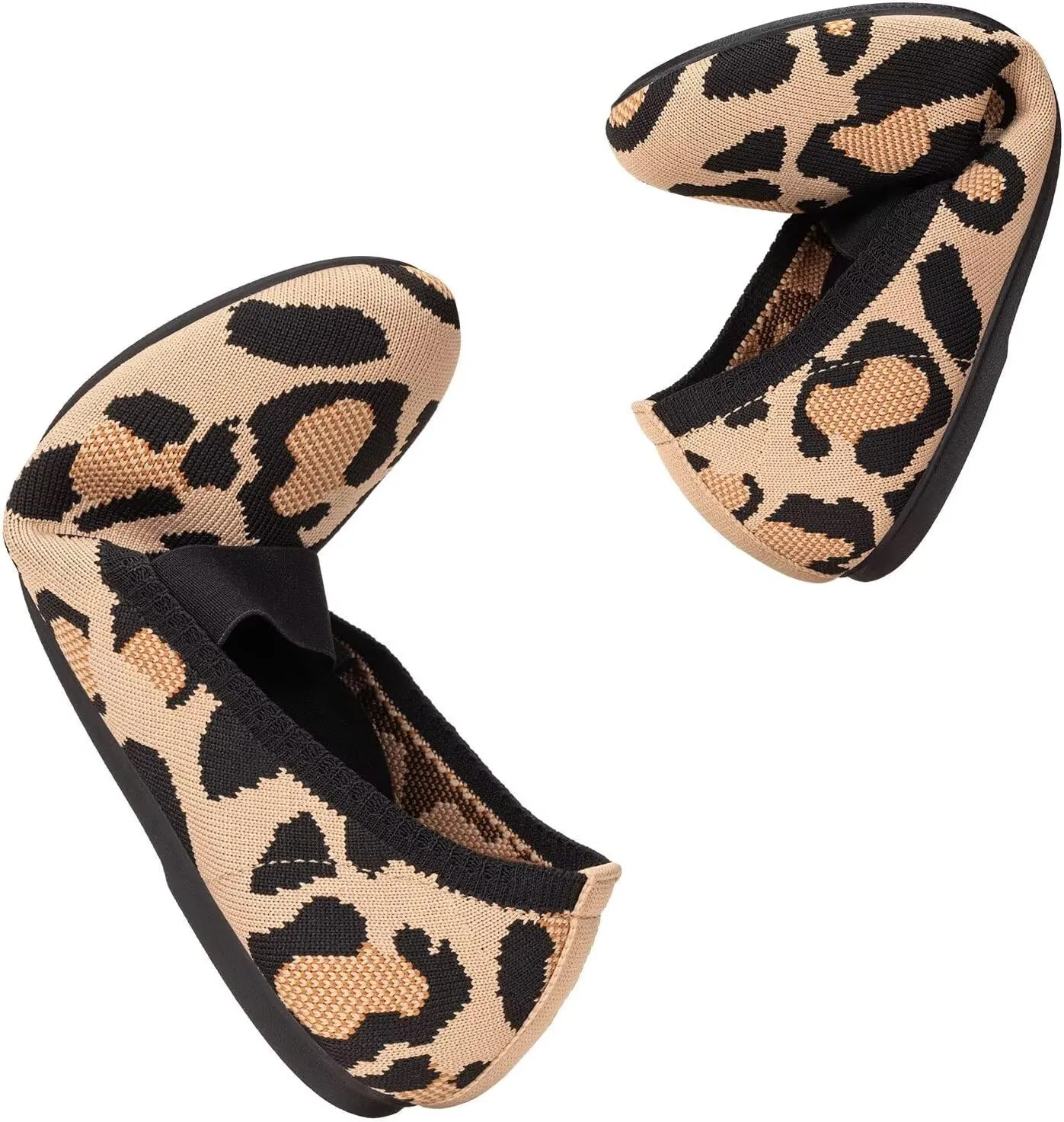 Frank Mully Womens Ballet Flats Casual Round Toe Knit Fabric Flats for Women with Single Strap Ballerina Flat Shoes Lightweight Dressy Shoes for Woman