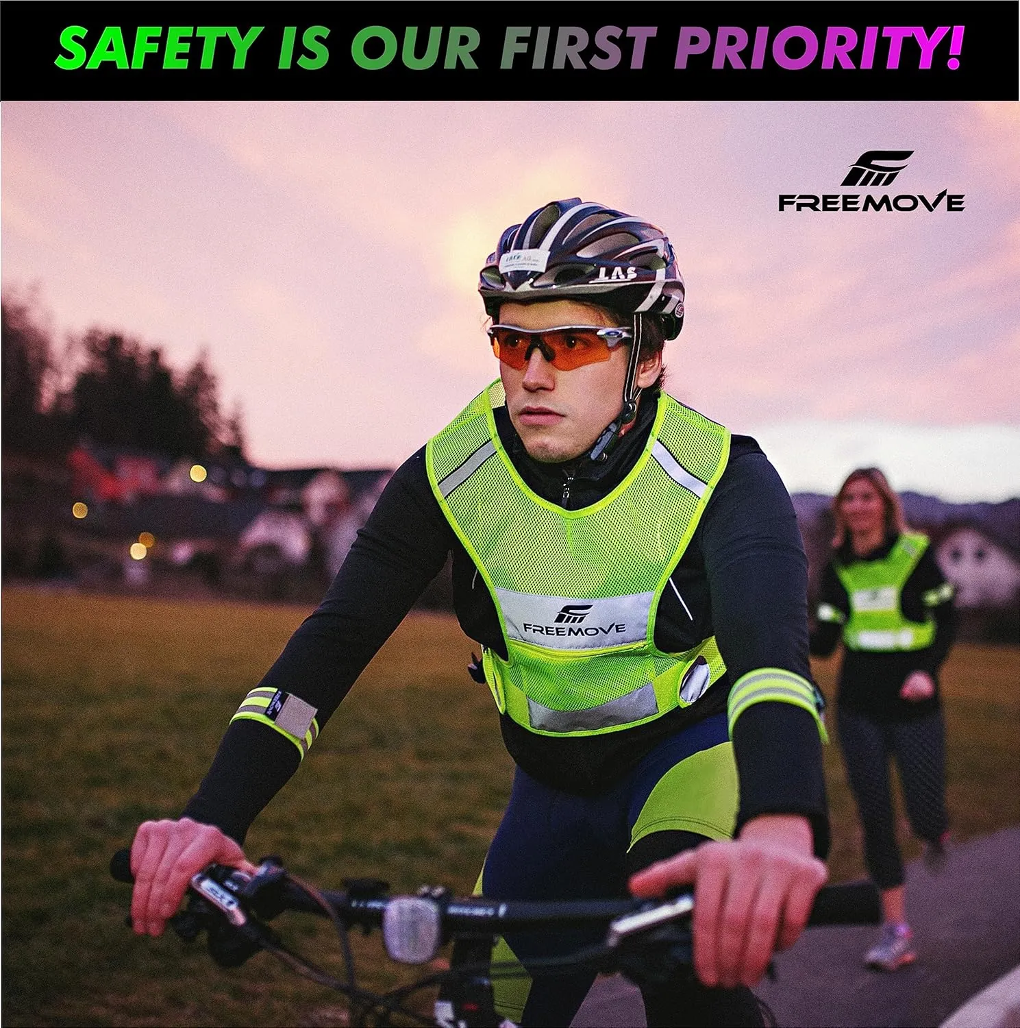 FREEMOVE Reflective Vest - Running Gear   2 Bands & Bag/Ultralight & Comfy Safety Vests for Running, Walking, Cycling