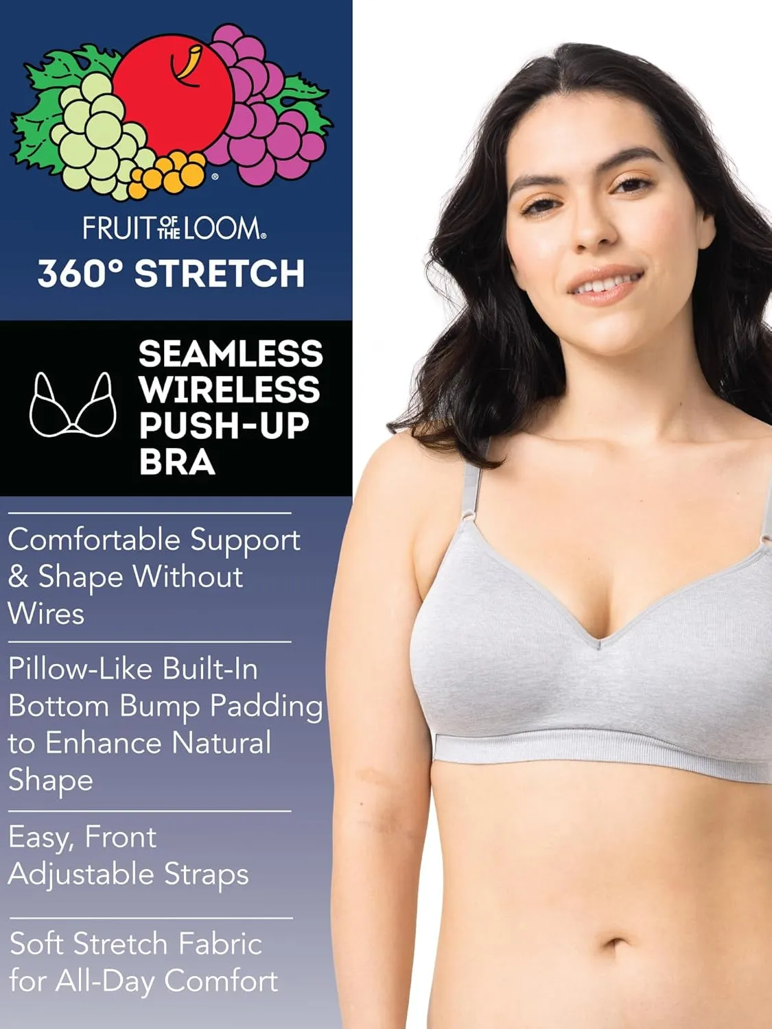 Fruit of the Loom Women's Seamless Wire Free Push-up Bra
