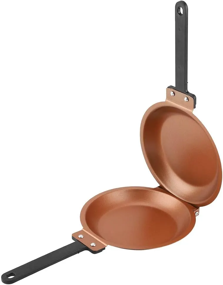 Frying Pan, Double Side Non-stick Flip Frying Pan Fried Egg Pancake Maker Household Kitchen Cookware