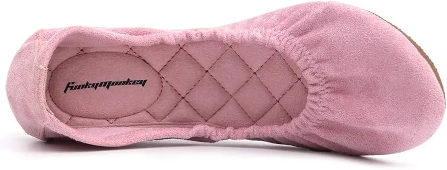 FUNKYMONKEY Women's Ballet Flats Soft Round Toe Comfortable Shoes