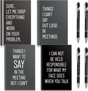 Funny Gifts Set Sarcastic Sayings Notebooks Funny Pens Notebooks Set Snarky Ballpoint Journal with Insulting Negative Quotes Work Gift for Coworker Women Employee Office