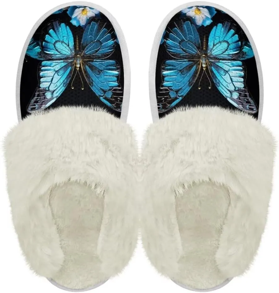 Fuzzy Slippers for Women Men Non-Slip Winter Home Shoes Unisex Soft House Slippers
