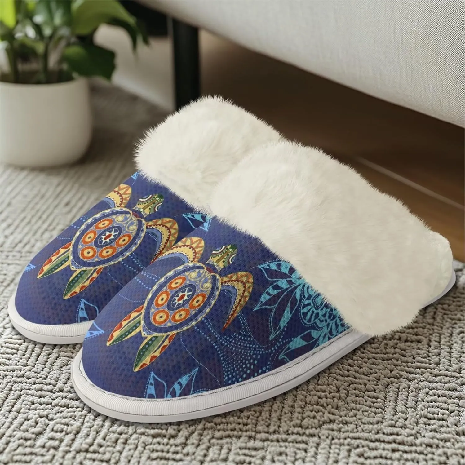 Fuzzy Slippers for Women Men Non-Slip Winter Home Shoes Unisex Soft House Slippers