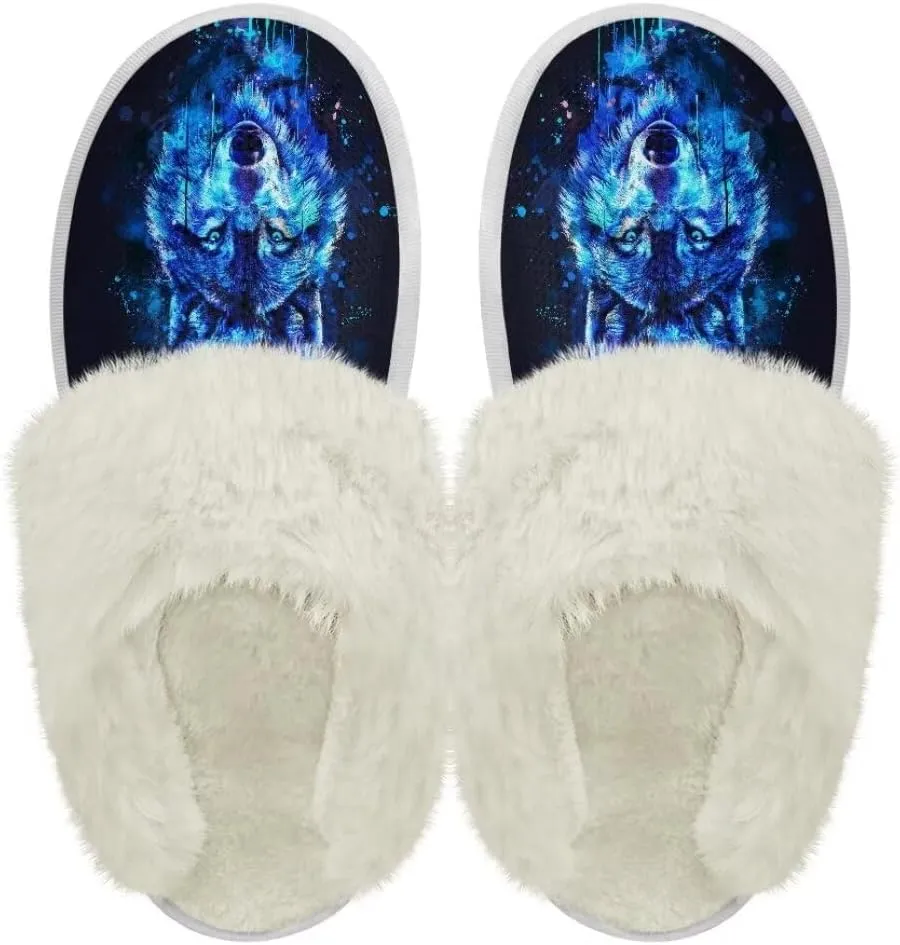 Fuzzy Slippers for Women Men Non-Slip Winter Home Shoes Unisex Soft House Slippers