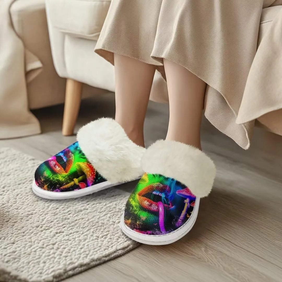Fuzzy Slippers for Women Men Non-Slip Winter Home Shoes Unisex Soft House Slippers