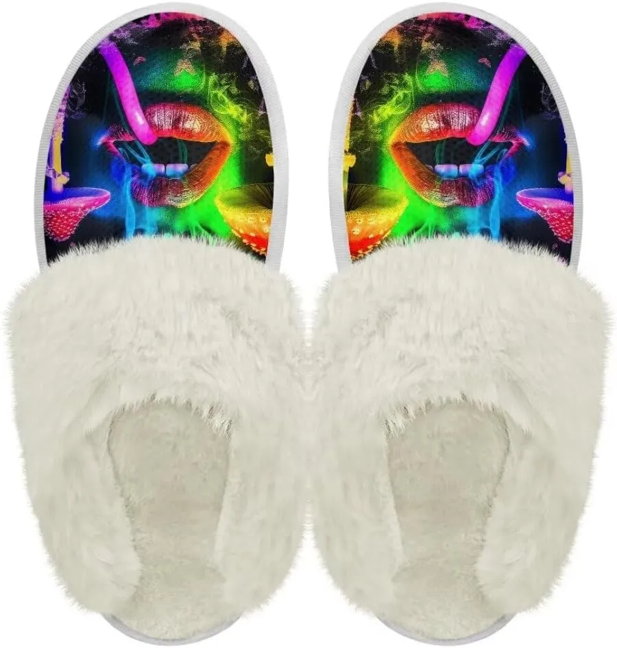 Fuzzy Slippers for Women Men Non-Slip Winter Home Shoes Unisex Soft House Slippers