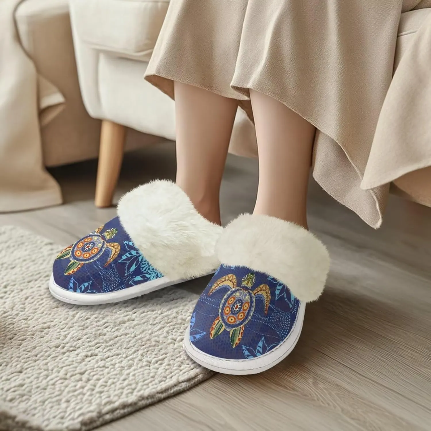 Fuzzy Slippers for Women Men Non-Slip Winter Home Shoes Unisex Soft House Slippers