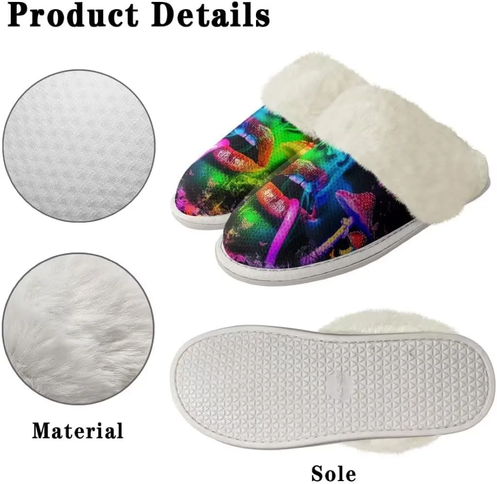Fuzzy Slippers for Women Men Non-Slip Winter Home Shoes Unisex Soft House Slippers