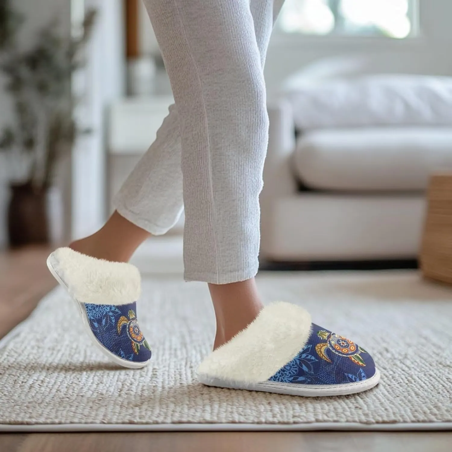 Fuzzy Slippers for Women Men Non-Slip Winter Home Shoes Unisex Soft House Slippers