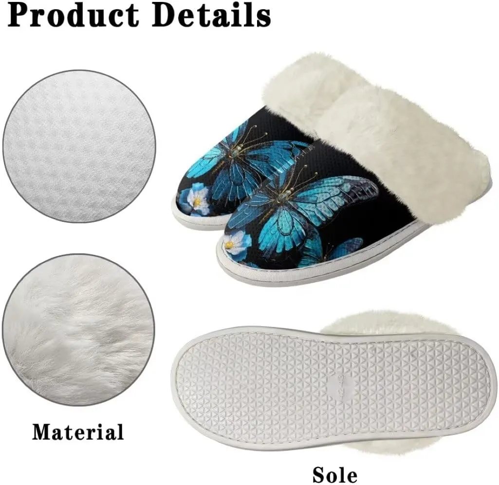Fuzzy Slippers for Women Men Non-Slip Winter Home Shoes Unisex Soft House Slippers