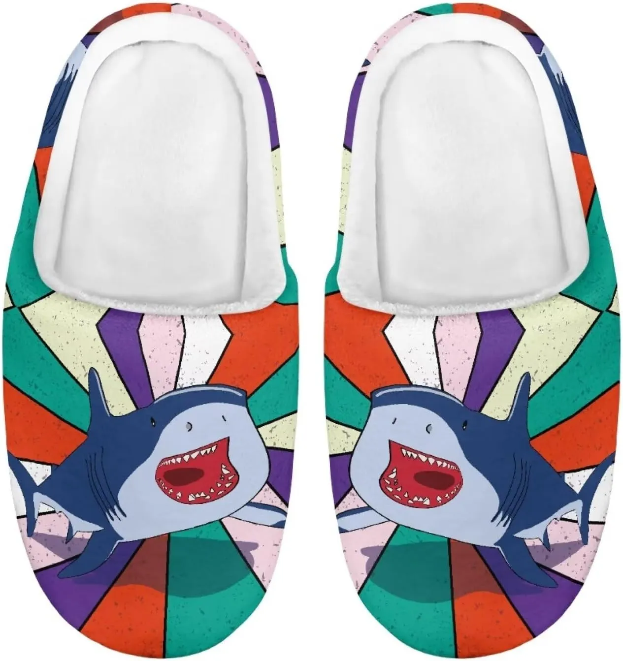 Fuzzy Toddler Slippers Girls Plush Slippers Soft Warm House Shoes Cozy Slip On Indoor Shoes Cute Print House Slippers Non Slip Washable for Bedroom Outdoor US 9-15